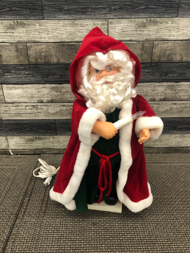 MOVING SANTA CLAUS W/ LIGHT UP CANDLE.