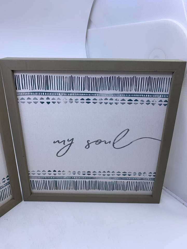 2 PC BE STILL, MY SOUL GREY FRAMED WALL ART.