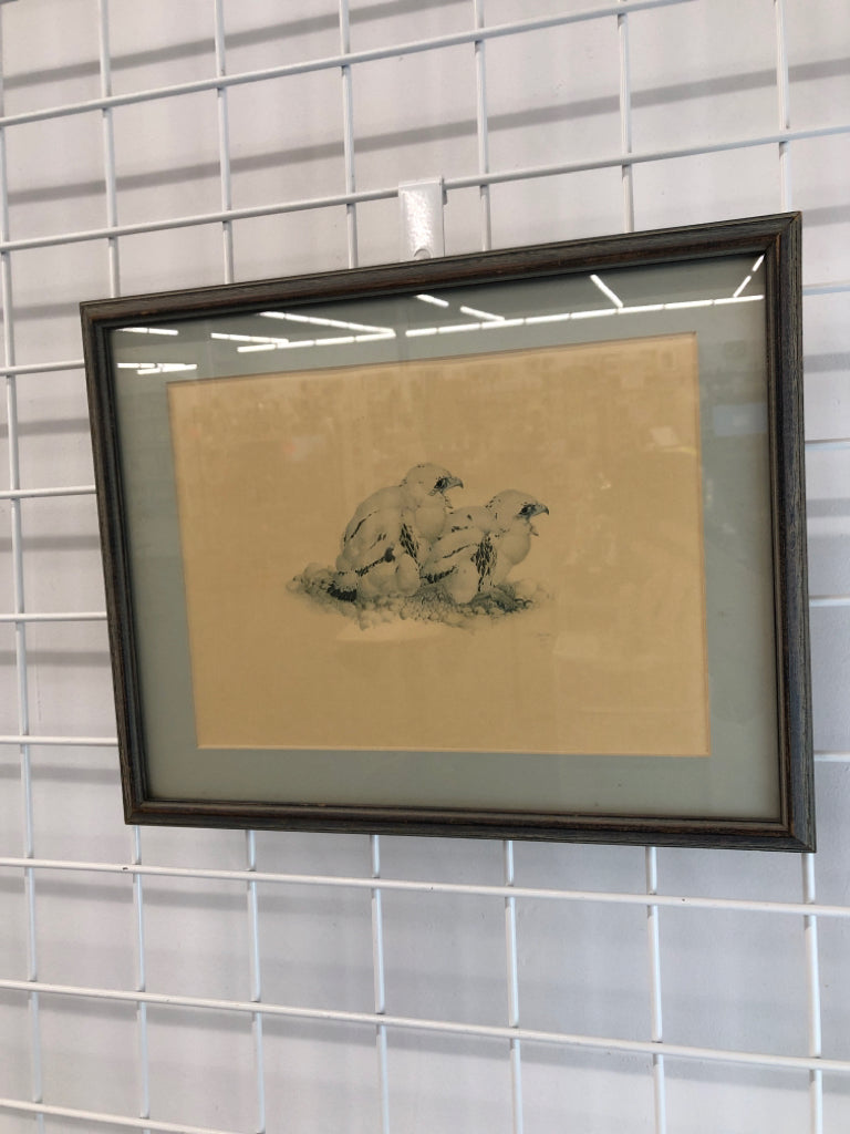 2-BIRDS IN NEST FRAMED PRINT.