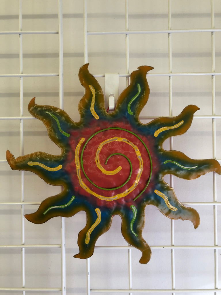 COLORFUL METAL SUN WALL HANGING.