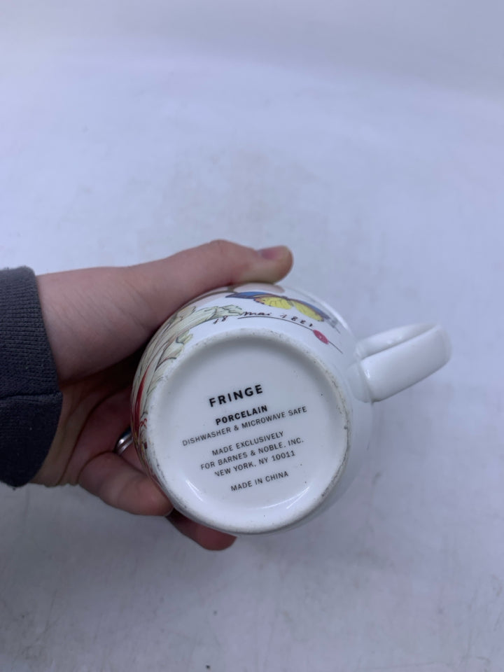 COLORFUL FLORAL MUG W/ LID.