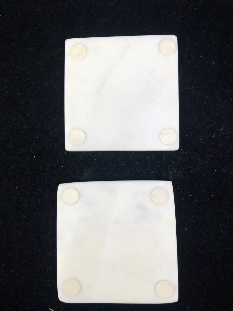 2 WHITE TILE COASTERS.