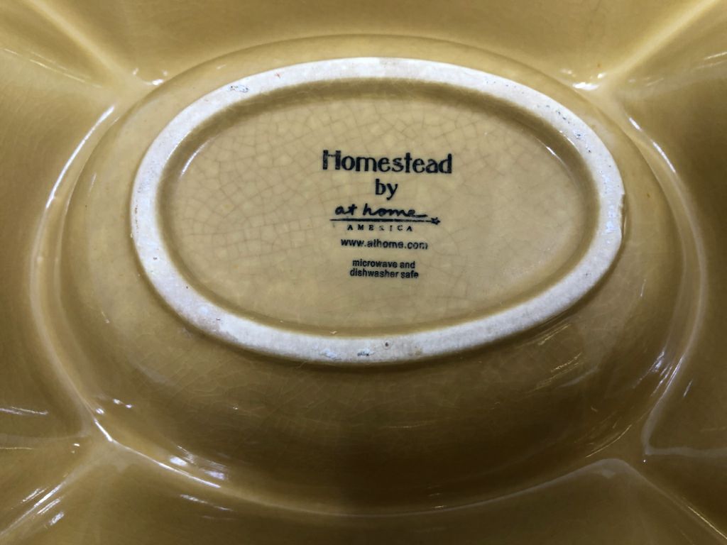 MUSTARD YELLOW DIVIDED SERVING PLATTER.