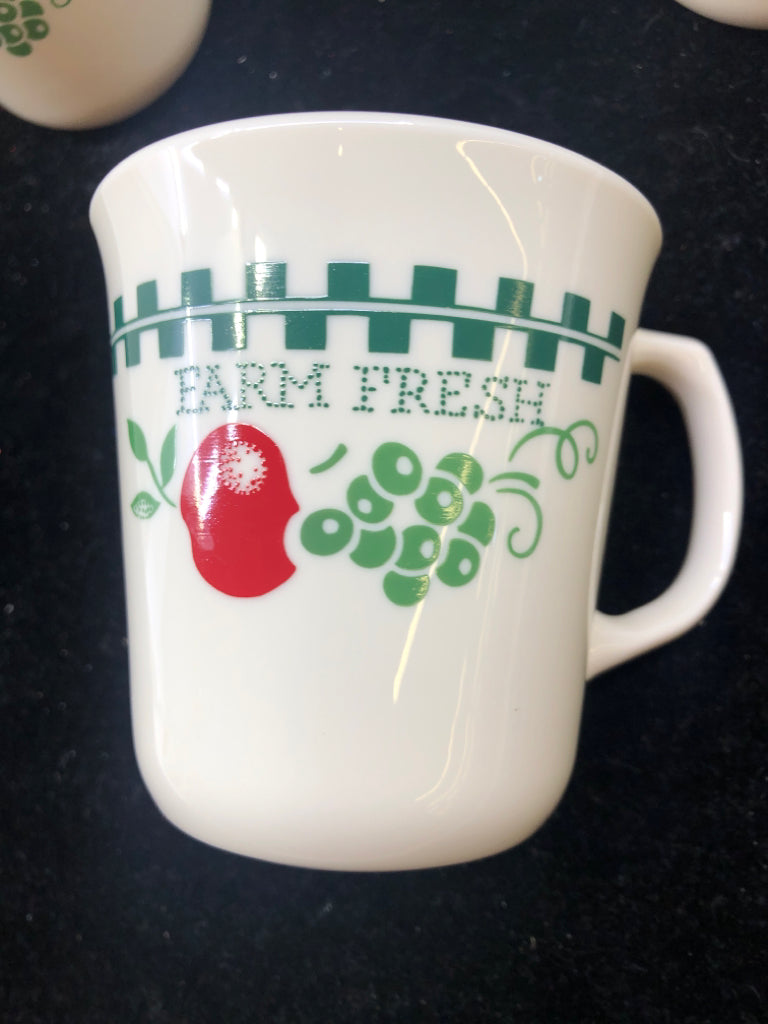 4 APPLE PATTERN CORELLE MUGS.