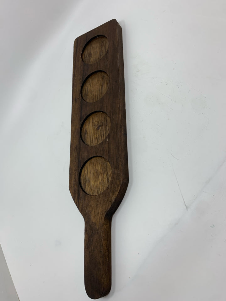 5PC WOODEN FLIGHT PADDLE W/4 GLASSES.