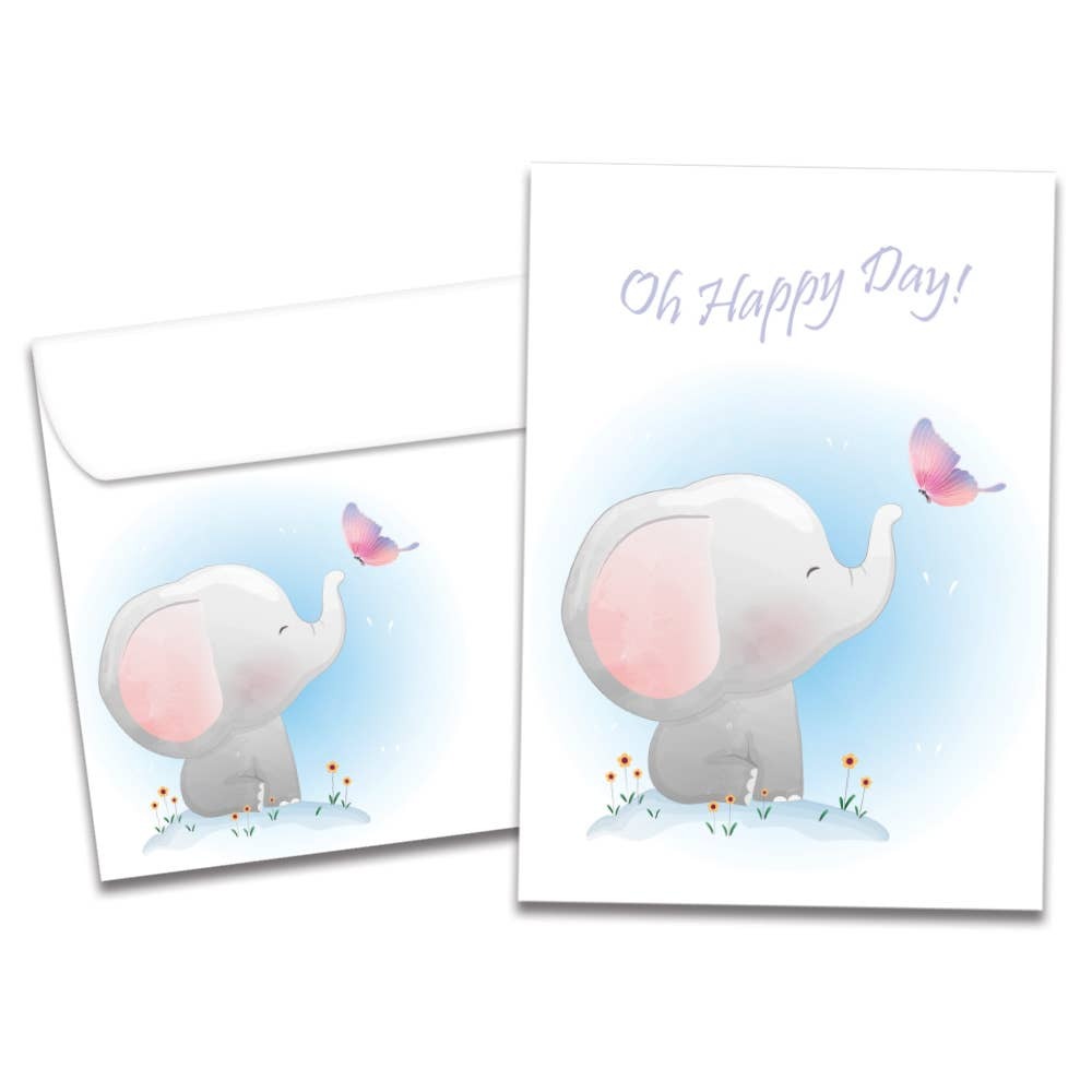 Happy Day Elephant, New Baby Card