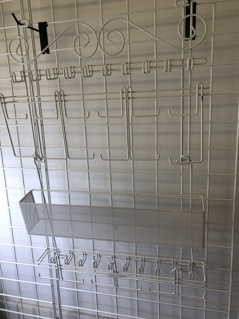 2 PC WHITE MESH JEWELRY HANGING ORGANIZER.
