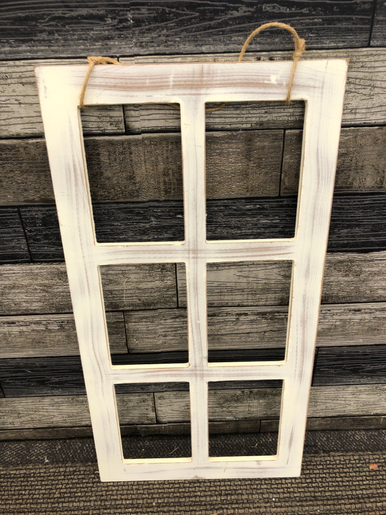 WOODEN WINDOW PANE WALL HANGING.
