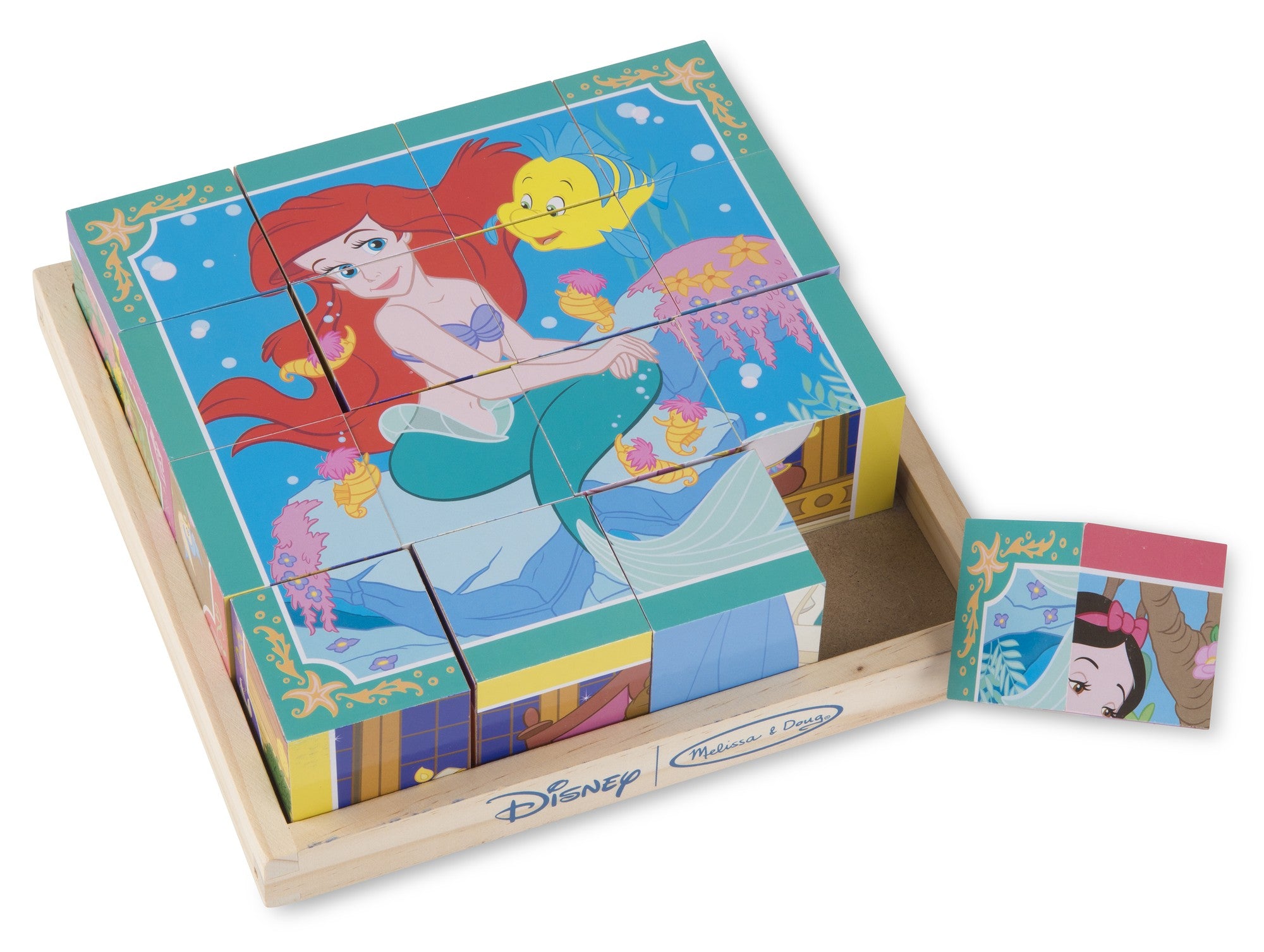 Melissa & Doug Disney Princess Wooden Cube Puzzle with Storage Tray - 6 Puzzles