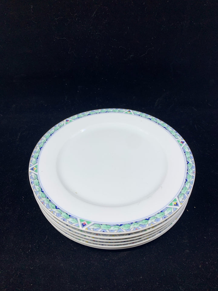 6 ARZBERG GERMANY BLUE LEAF PATTERN LEAF PLATES.