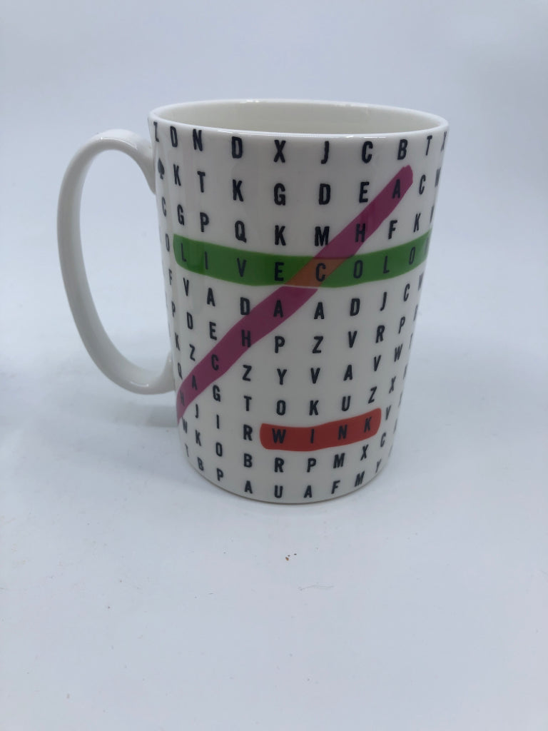 2 LENOX KATE SPADE CROSSWORD + WORD SEARCH MUG SET.