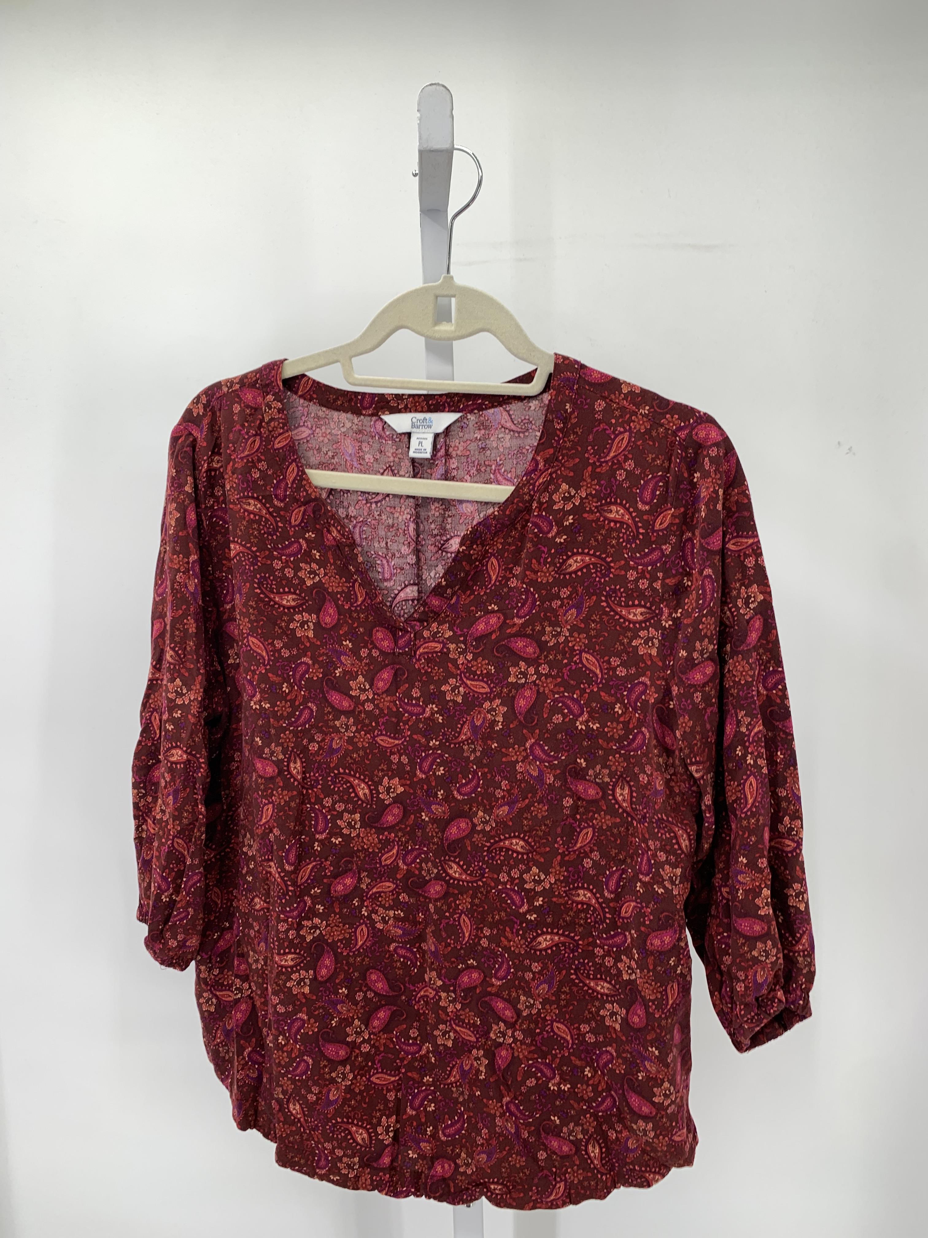 Croft & Barrow Size Large Petite Petite 3/4 Sleeve Shirt