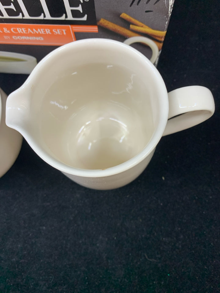 2pc-BEIGE SUGAR & CREAMER SET.