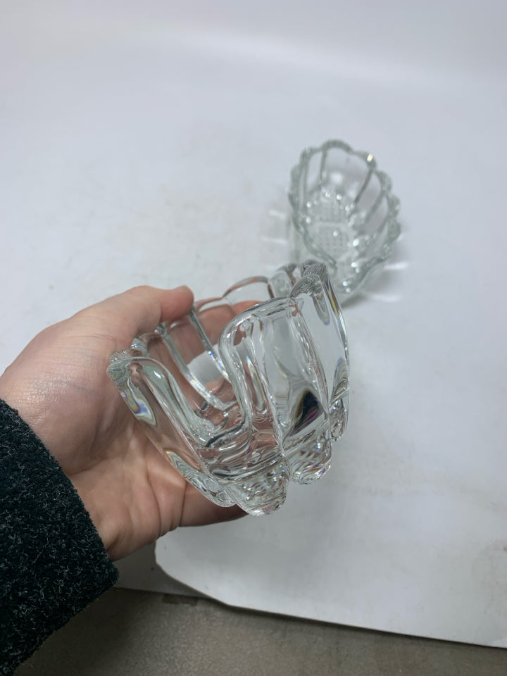2 VTG OVAL THICK GLASS UTENSIL RESTS.