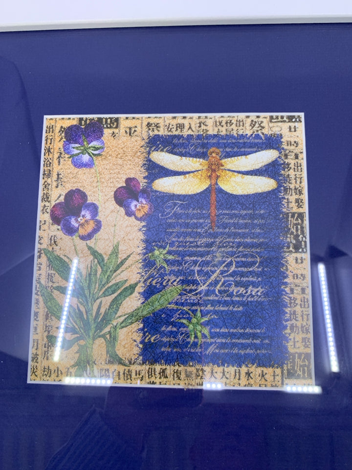FRAMED DRAGONFLY PRINT WALL ART.
