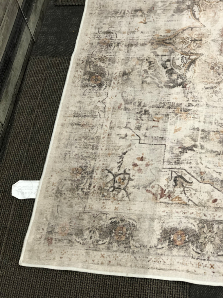 BEIGE FLORAL RUG- RUGGABLES.