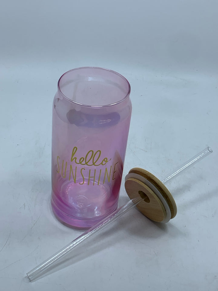 HELLO SUNSHINE IRIDESCENT GLASS TUMBLER.