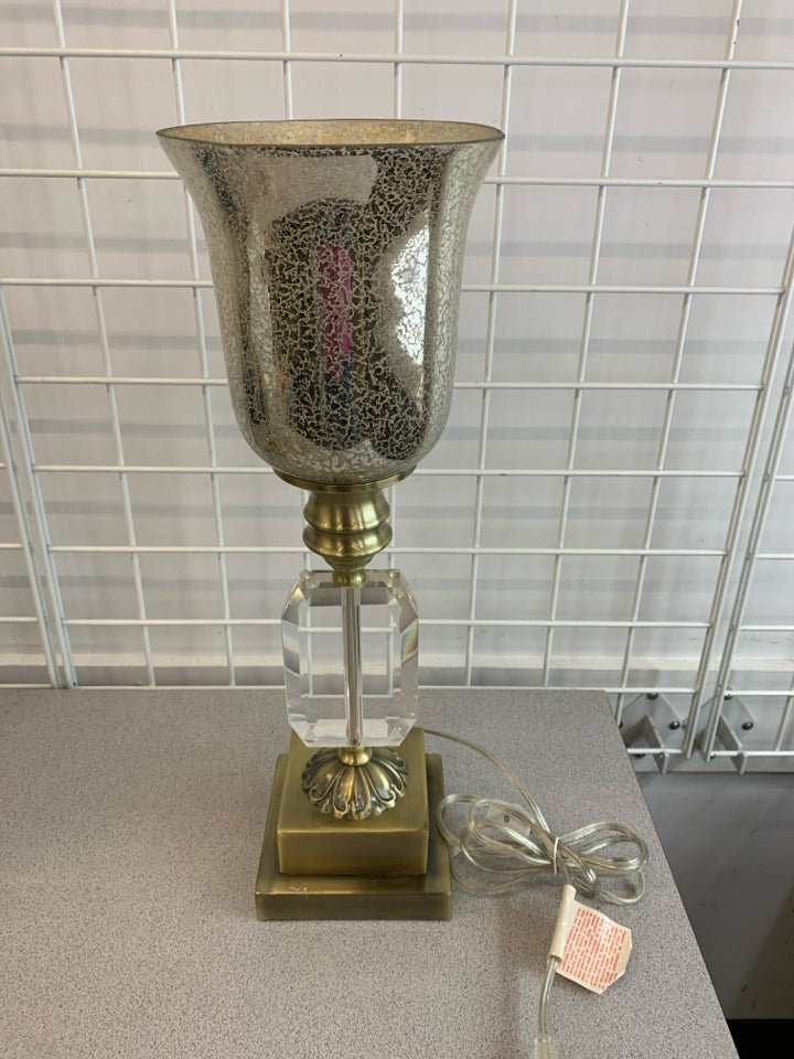 STACKED MERCURY GLASS TABLE LAMP.