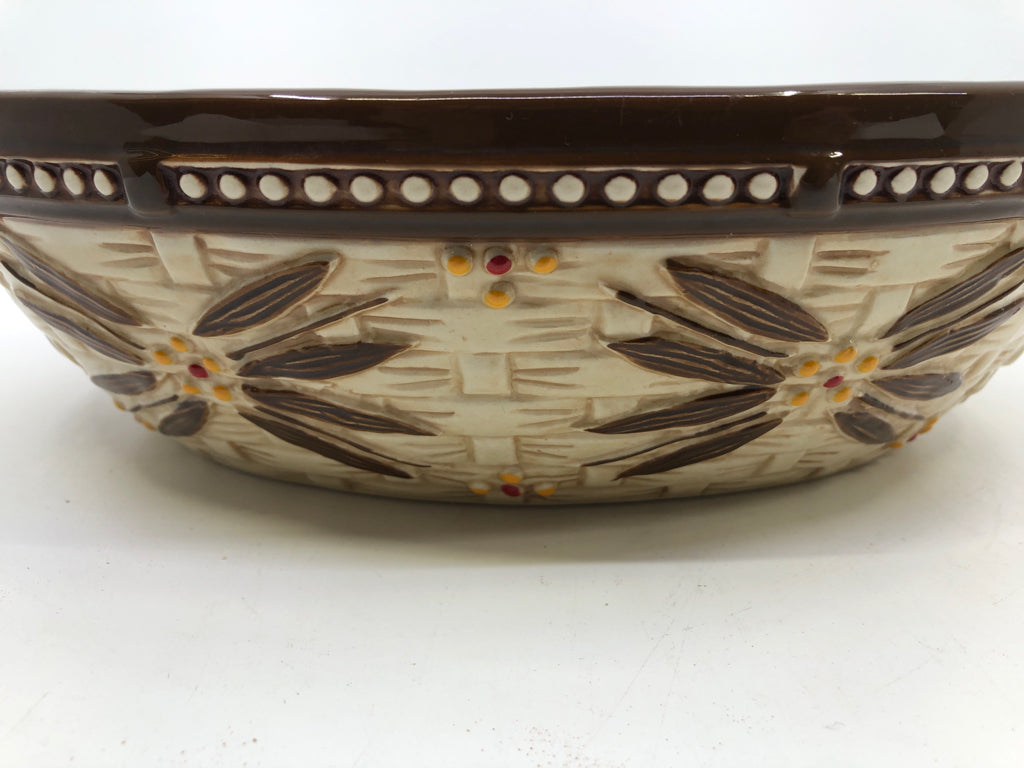 BASKET WEAVE OVAL SERVING DISH.