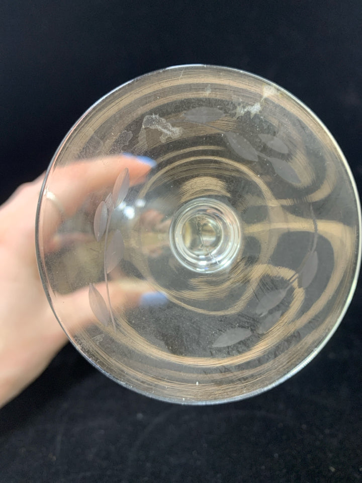 6 PRINCESS HOUSE ETCHED WINE GOBLETS.