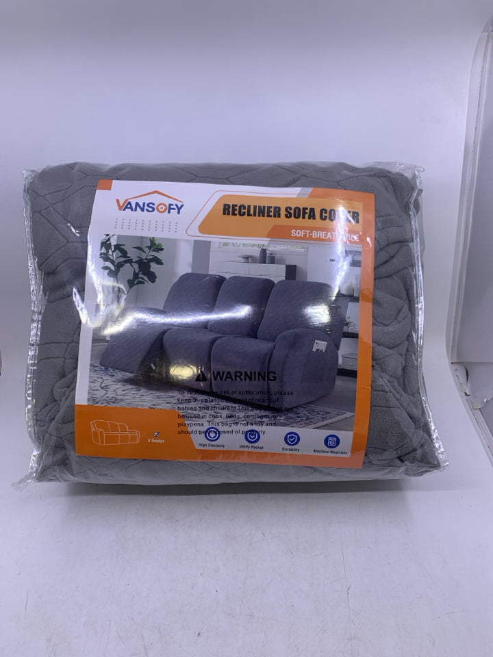 NIP GREY RECLINER SOFA COVER 3 SEATER.
