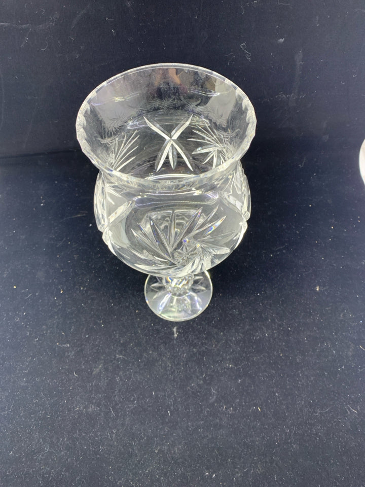 2 PC GLASS FOOTED CANDLE HOLDER.