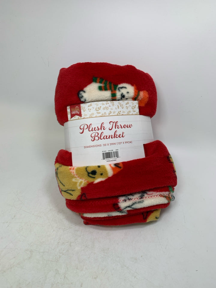 NIP RED ASSORTED DOGS THROW BLANKET.