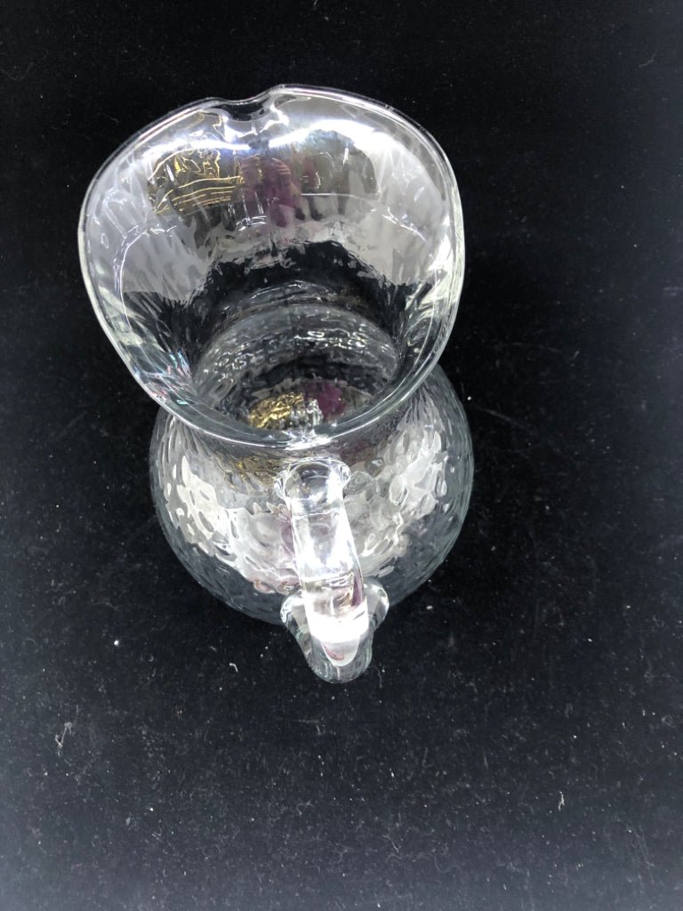 TEXTURED GLASS PITCHER.