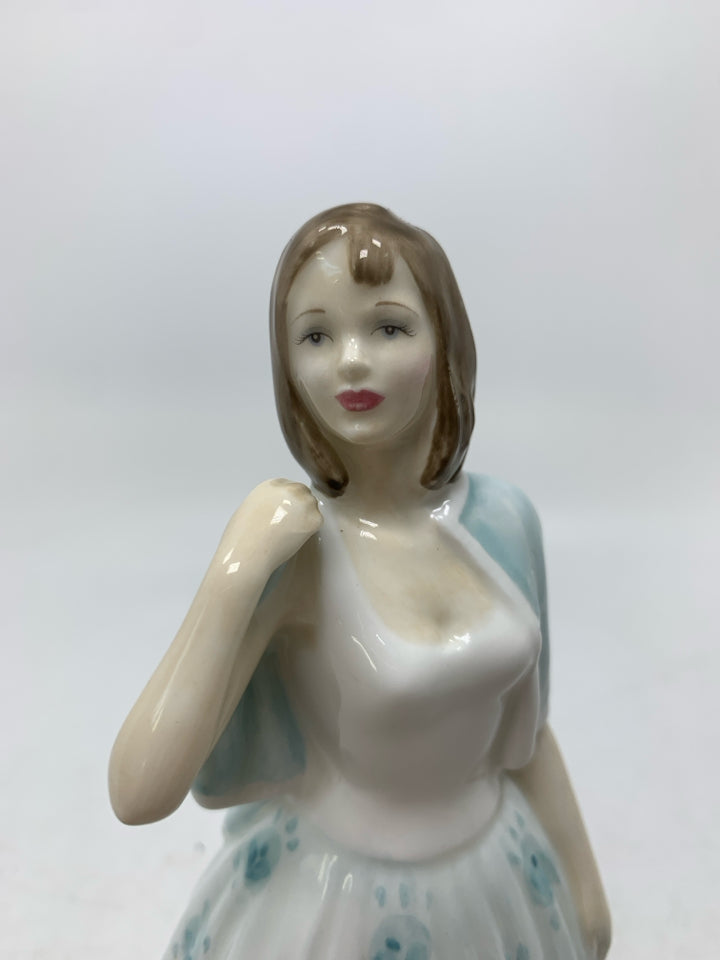 "ANGELA" PORCELAIN WOMAN IN BLUE FLOWER DRESS #HN 4405.