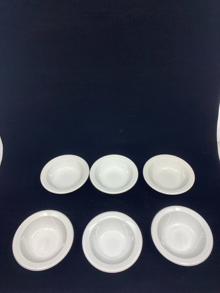 6 WHITE CERAMIC CONDIMENT BOWLS.