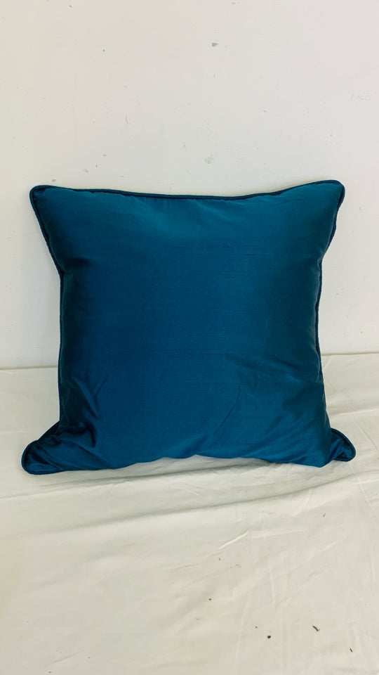 PIER 1 SHINY BLUE PILLOW.