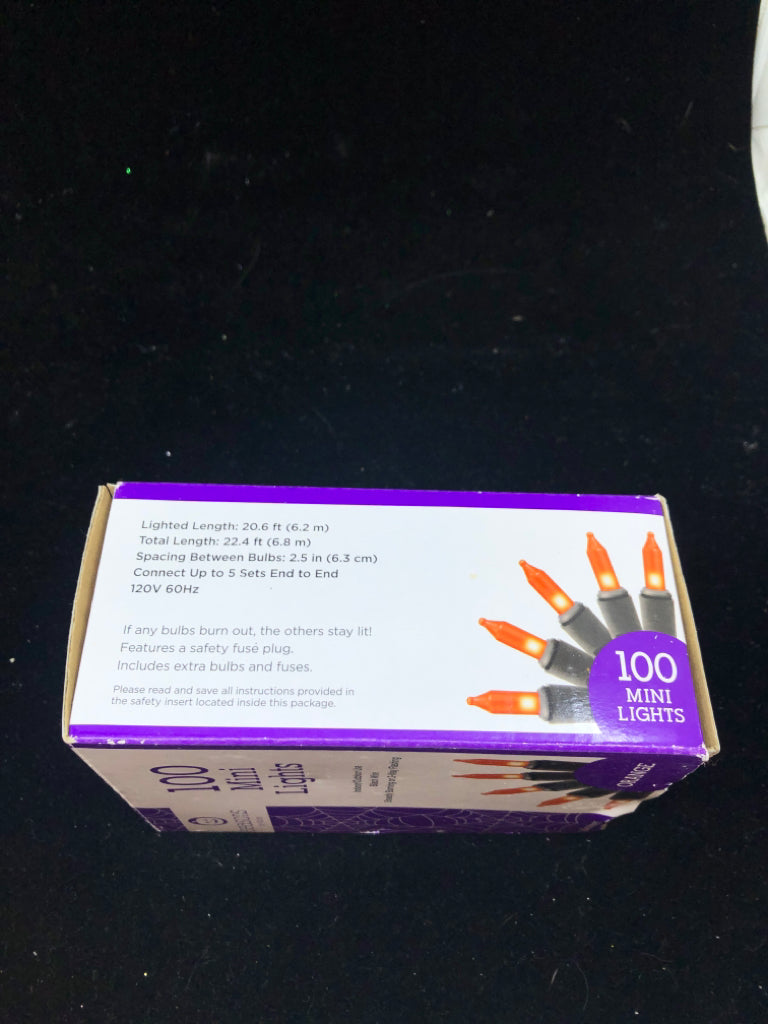 NIB 100 MINI ORANGE HALLOWEEN LIGHTS