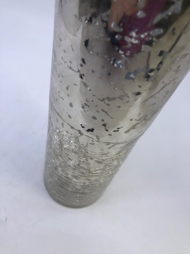TALL MERCURY GLASS TEA LIGHT HOLDER.
