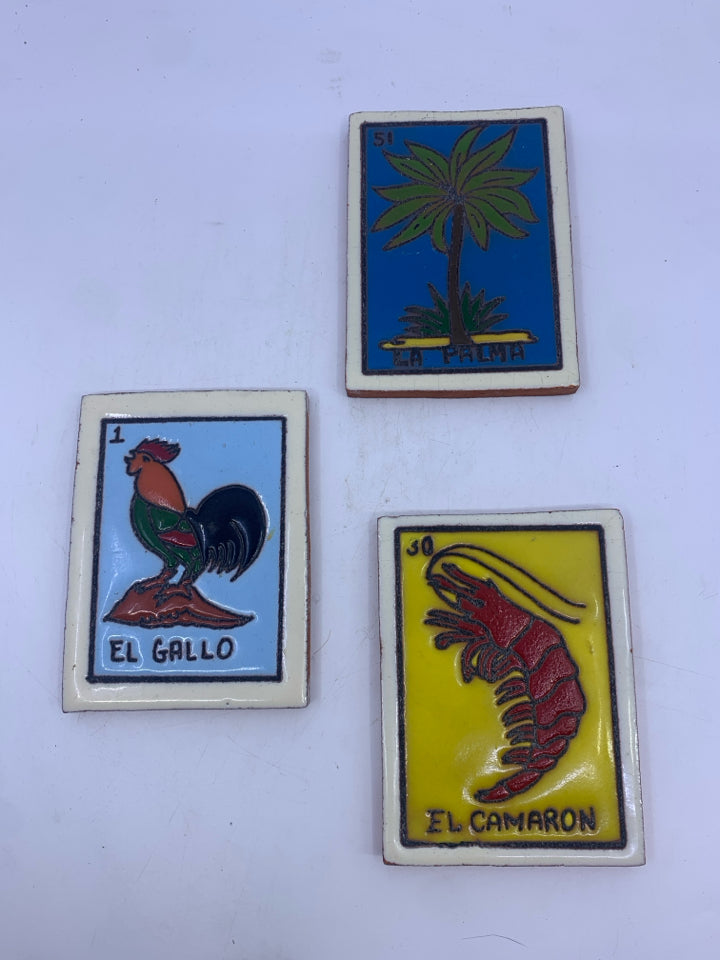 3 PC TERRA COTTA PAINTED TILES DECOR.