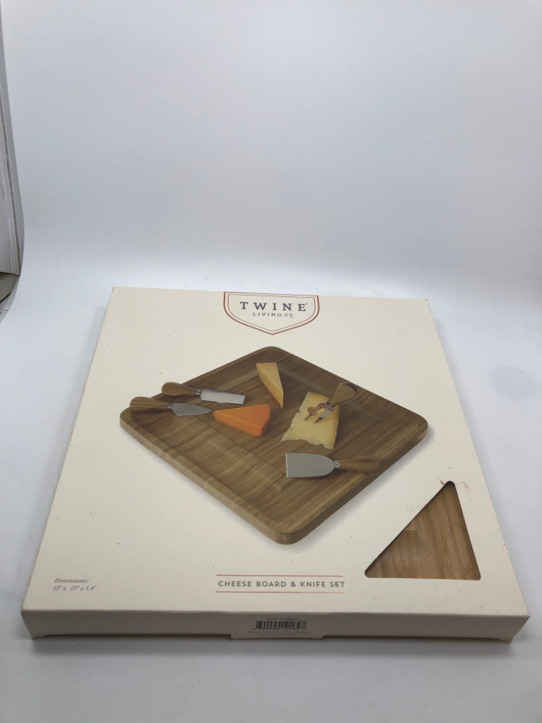 WOOD CHEESE BOARD + KNIFE- TWINE LIVING.