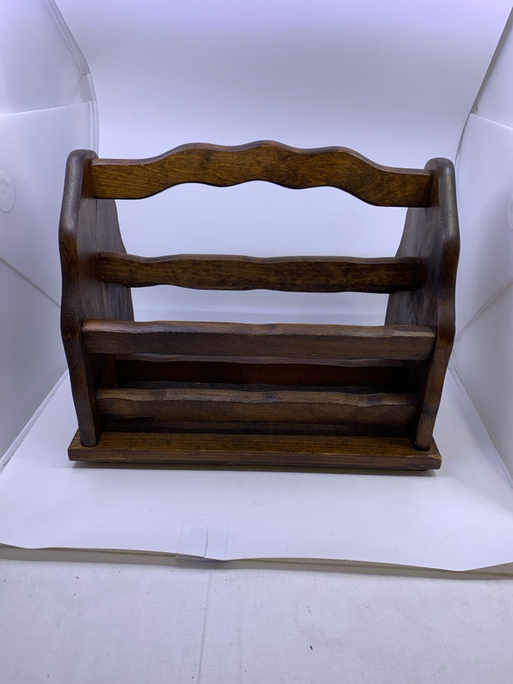 DARK WOOD MAGAZINE RACK.