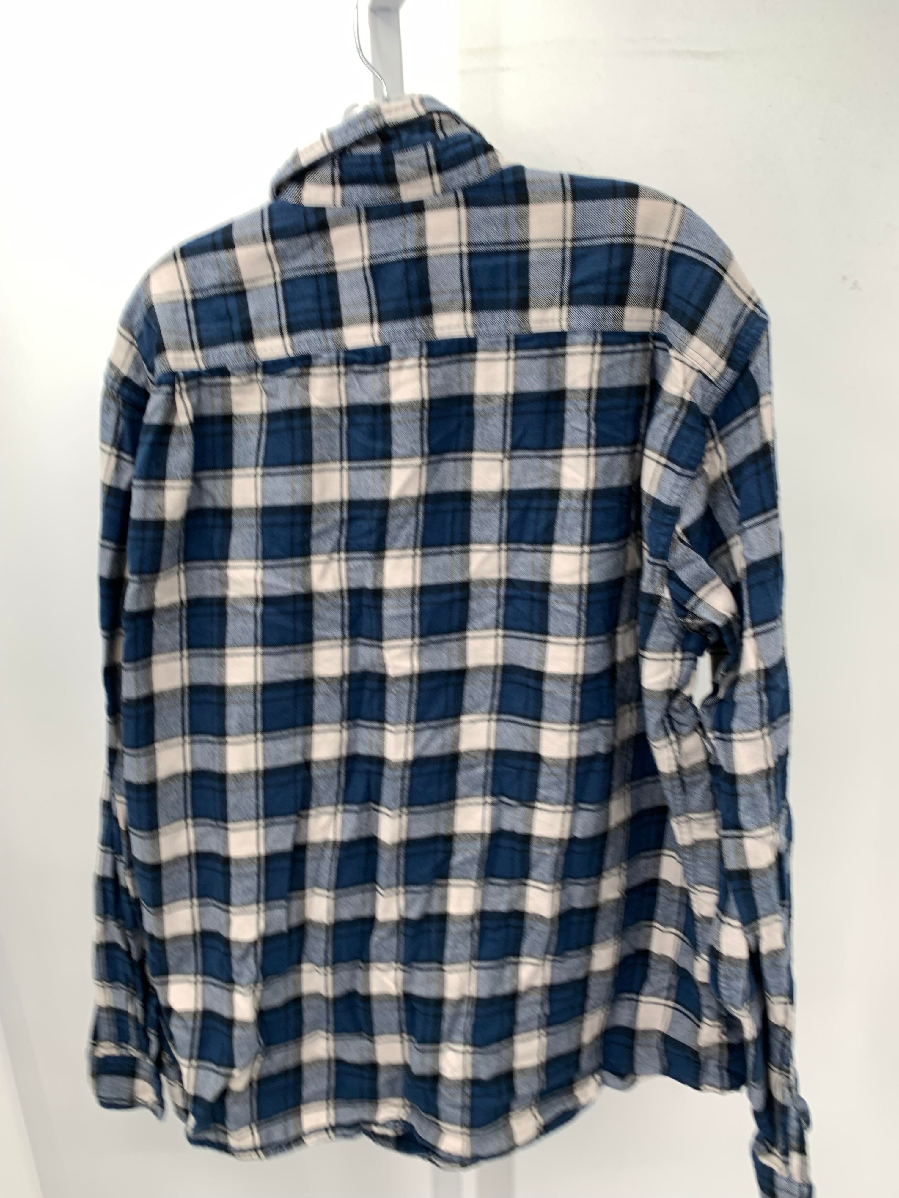 BLK/WHT PLAID BTN DOWN