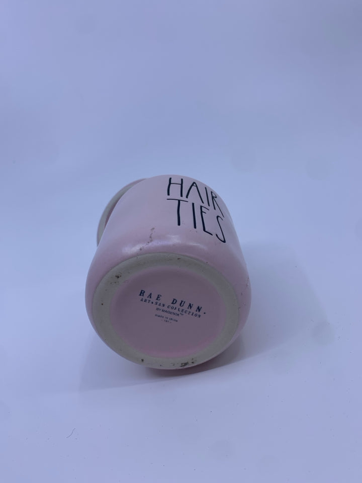 RAE DUNN PINK HAIR TIES CANISTER.