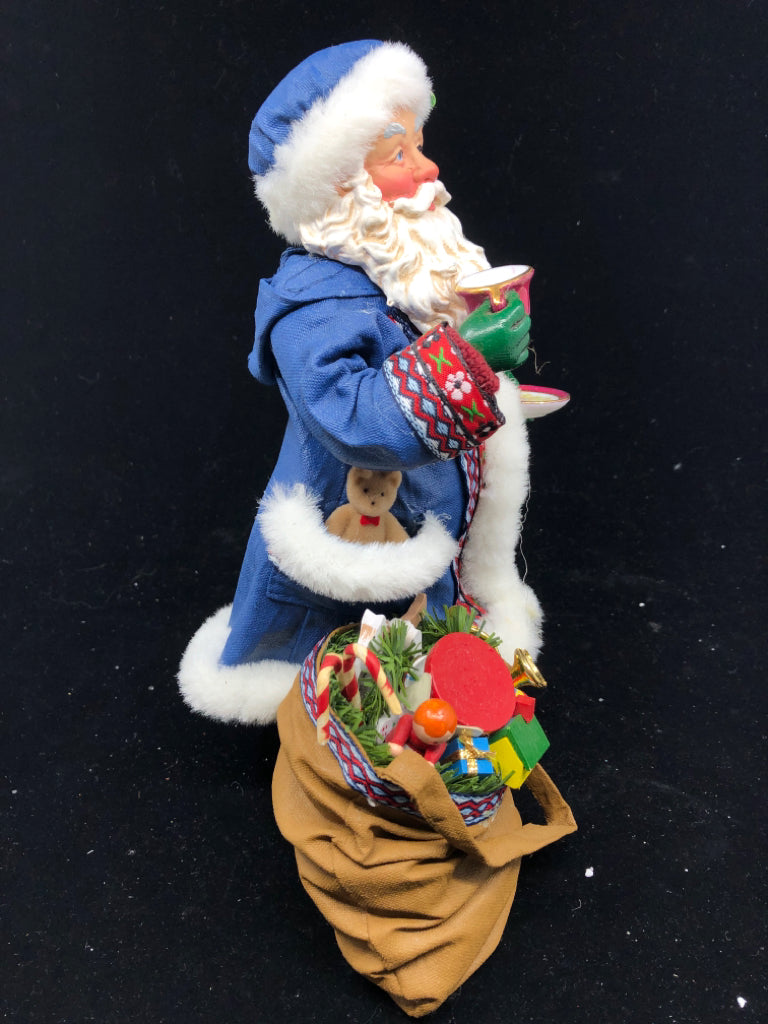 CLOTHTIQUES SANTA IN BLUE ROBE W BOX.