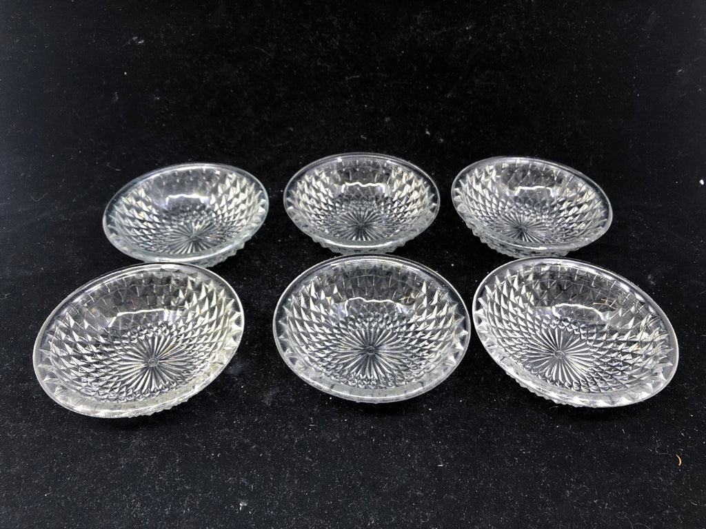 6PC SMALL CUT GLASS BOWLS.