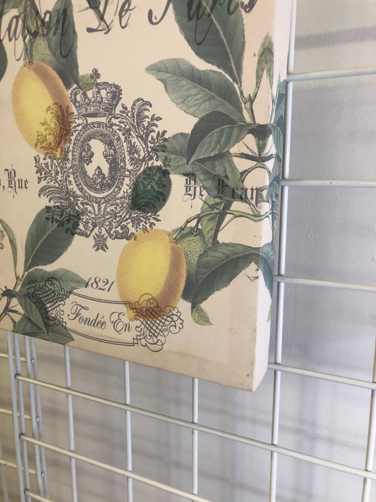 LEMONS W SCRIPT CANVAS WALL ART.