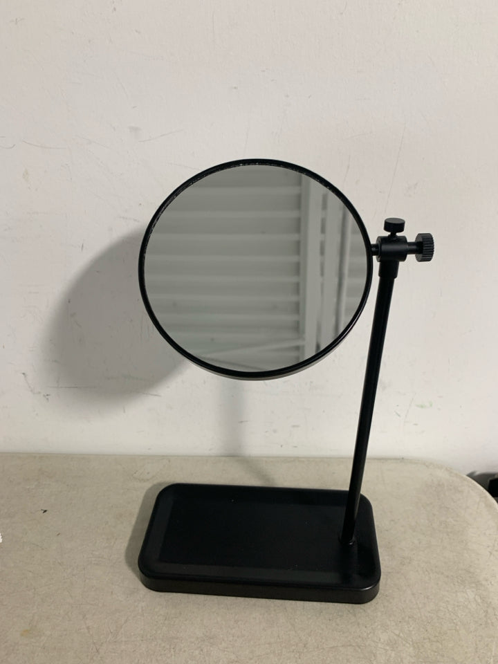 VANITY MIRROR MAGNIFIED W/ RECTANGLE BASE.