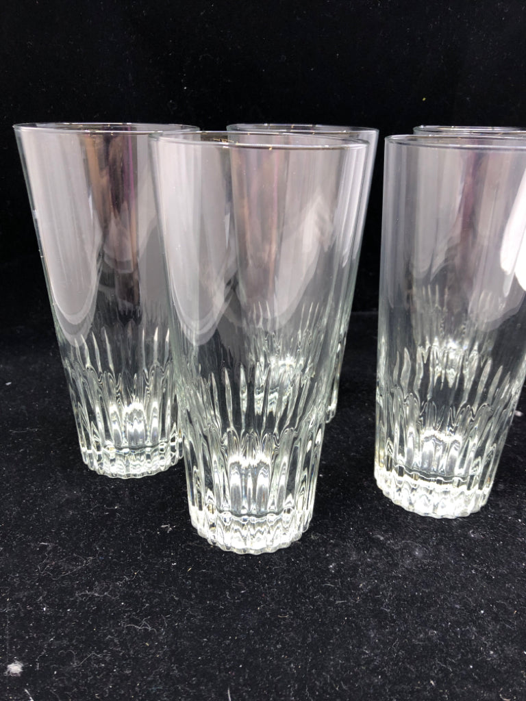 6 CUT GLASS BOTTOM WATER GLASSES.