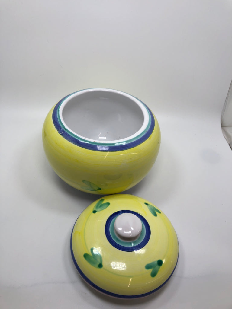 CALECA YELLOW CAROUSEL COOKIE JAR.