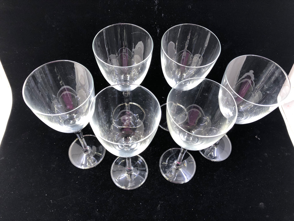 6 CLEAR  WINE GLASSES SCHOTT ZWIESEL.