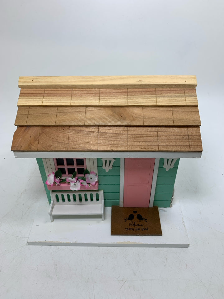 COLORFUL SHE SHED BIRD HOUSE.
