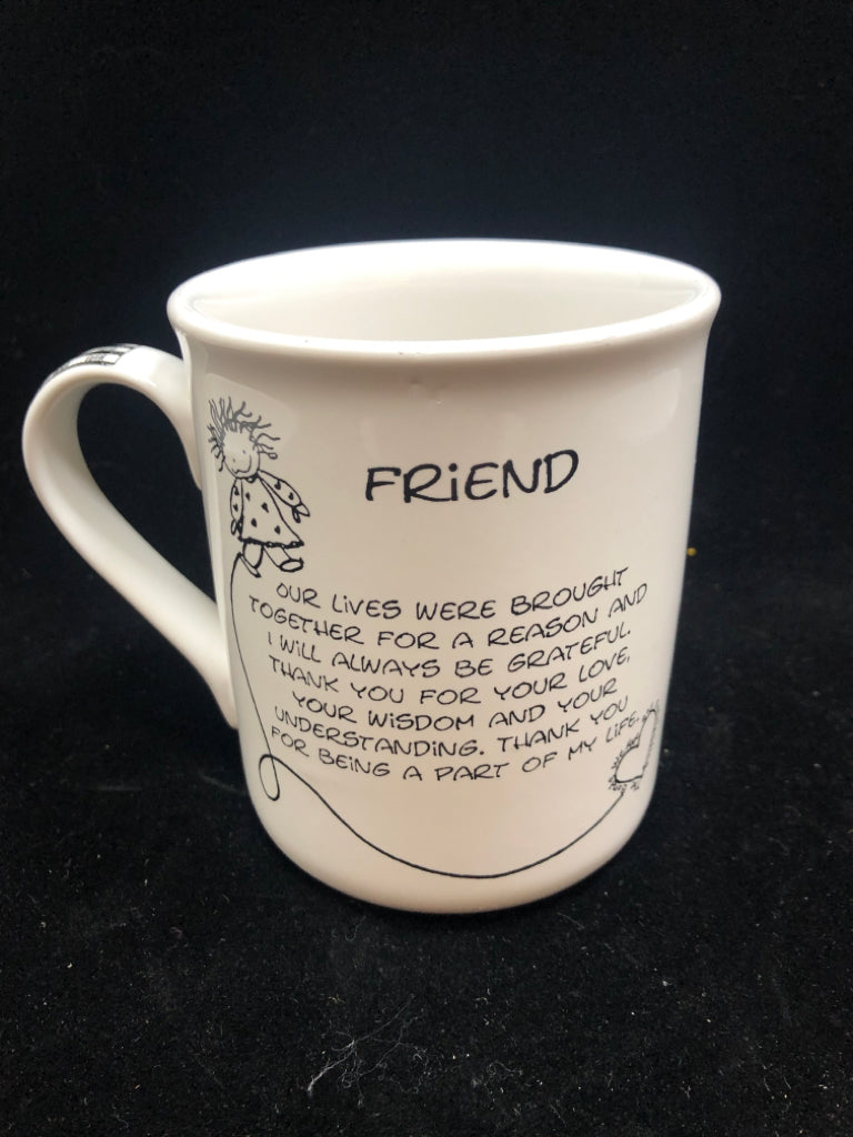 "FRIENDS" B&W DOODLE MUG.