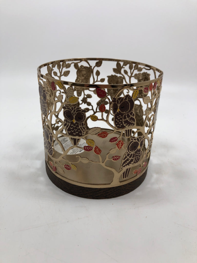 METAL OWL BATH & BODY WORKS CANDLE HOLDER.