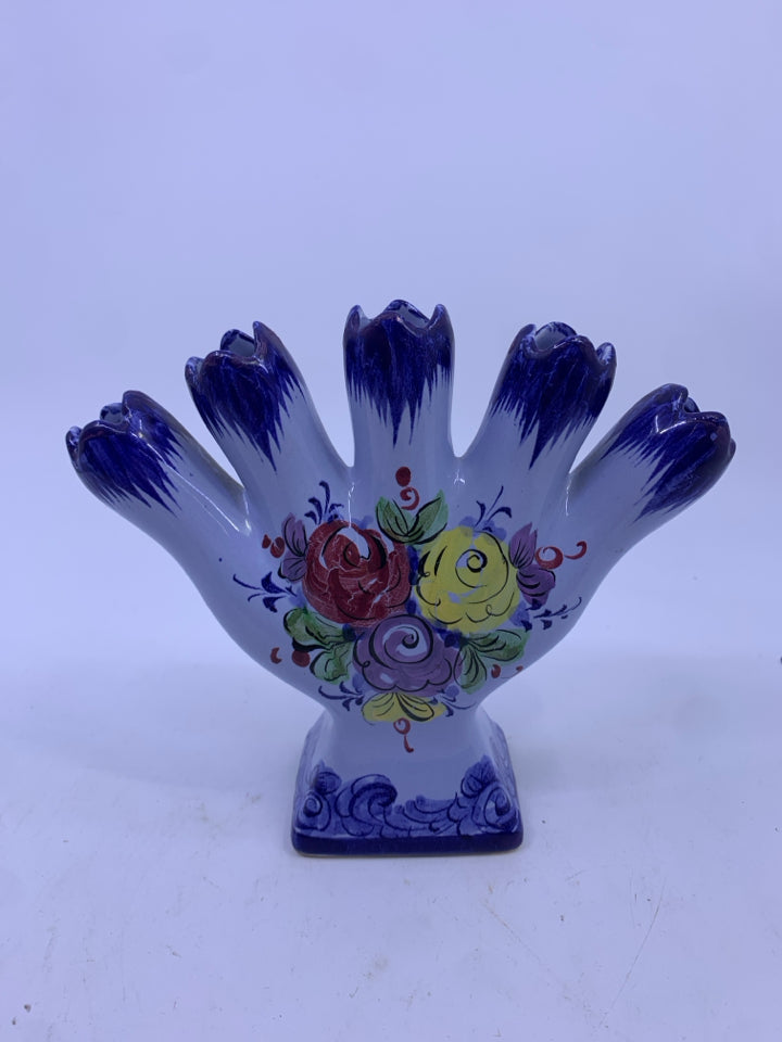 FLORAL PAINTED FAN VASE.