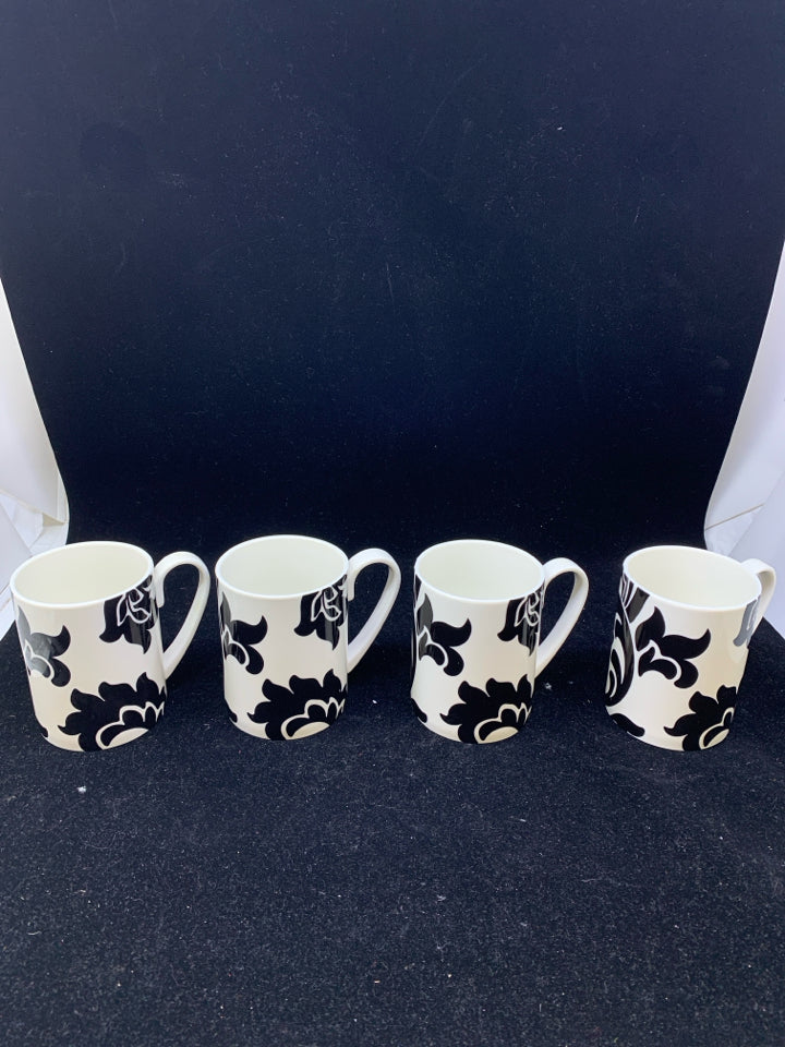 12PC WHITE/BLACK FLOWERS DINNER SVC FOR 4.